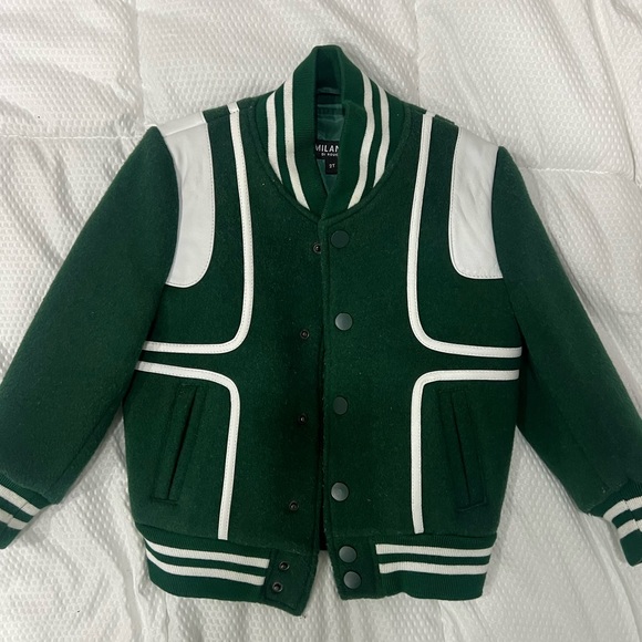 Green Milano Di Rouge Kids Gamble Jacket Wool Bomber Jacket 2T Unisex - Picture 5 of 7